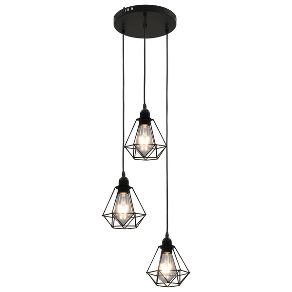 Schwarze Deckenleuchte im Diamant-Design Mondo (3 x E27 Leuchtmittel)