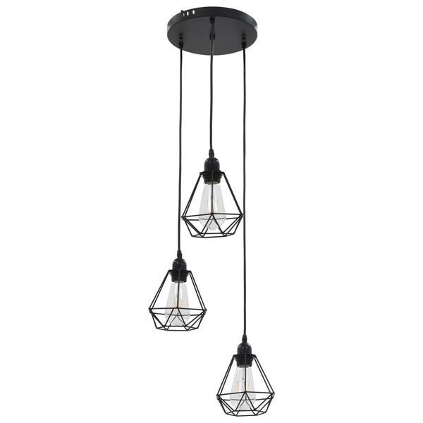 Schwarze Deckenleuchte im Diamant-Design Mondo (3 x E27 Leuchtmittel)