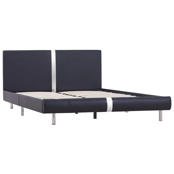 Schwarzes Bettgestell Szegedi 135x190cm (Kunstleder)