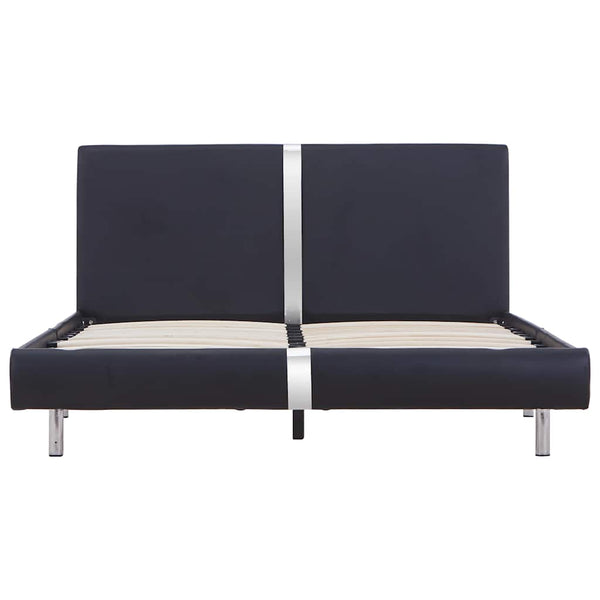 Schwarzes Bettgestell Szegedi 135x190cm (Kunstleder)