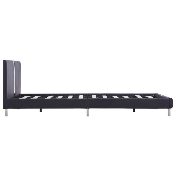 Schwarzes Bettgestell Szegedi 135x190cm (Kunstleder)