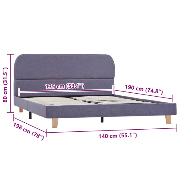 Hellgraues Bettgestell Aloise 135x190cm (Stoff)
