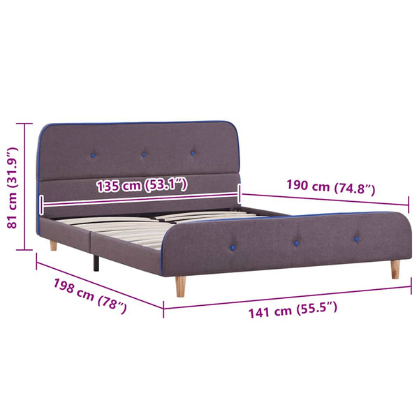 Grauesbraunes Bettgestell Gradea 135x190cm