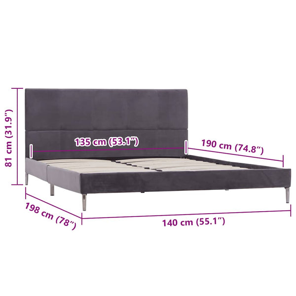 Graues Bettgestell Vicusor 135x190cm (Stoff)
