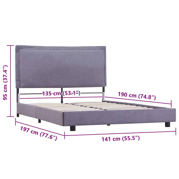 Hellgraues Bettgestell Mitachi 135x190cm (Stoff)