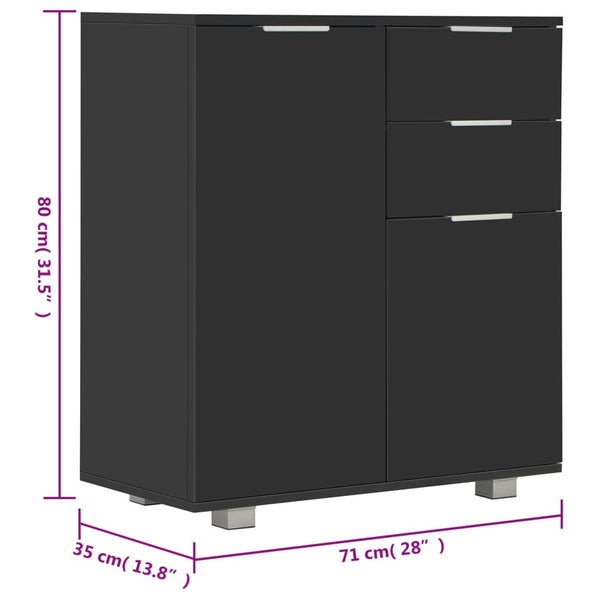Schwarzes Sideboard Cadria 71x35x80cm (Spanplatte Hochglanz)