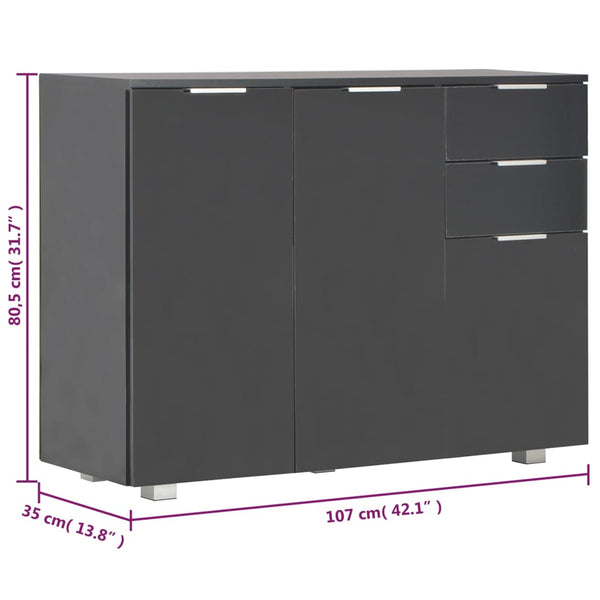 Schwarze Kommode Persinaru 107x35x80,5cm