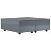 Grauer Couchtisch Mirona 100x100x35cm (Hochglanz)