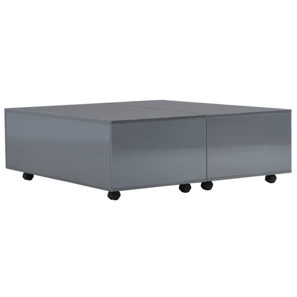 Grauer Couchtisch Mirona 100x100x35cm (Hochglanz)