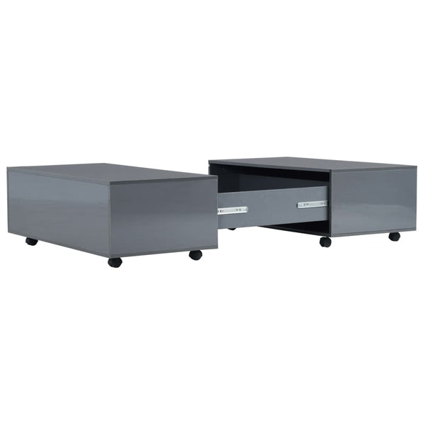Grauer Couchtisch Mirona 100x100x35cm (Hochglanz)