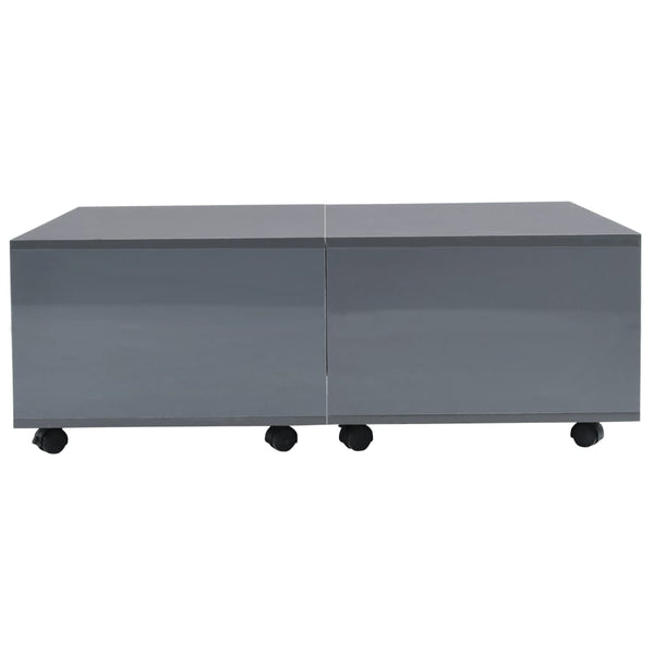 Grauer Couchtisch Mirona 100x100x35cm (Hochglanz)