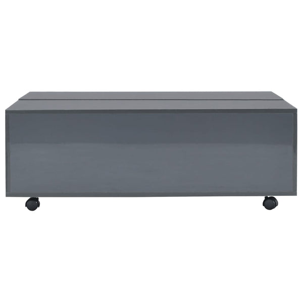 Grauer Couchtisch Mirona 100x100x35cm (Hochglanz)