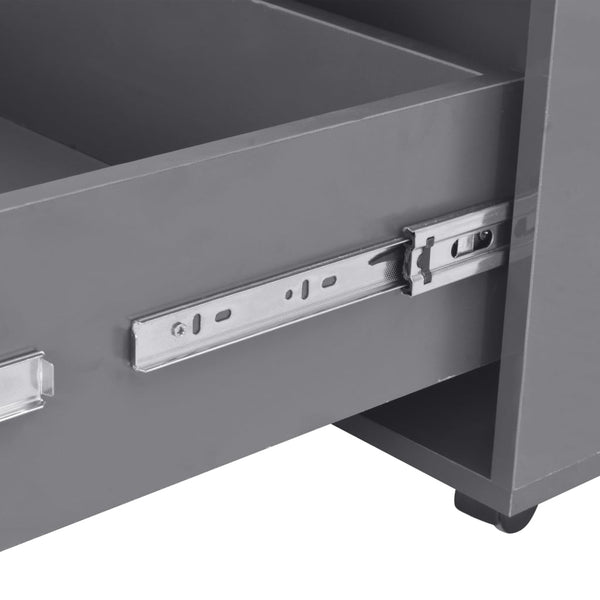Grauer Couchtisch Mirona 100x100x35cm (Hochglanz)