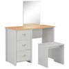 Grauer Schminktisch mit Spiegel und Hocker Got 104x45x131cm
