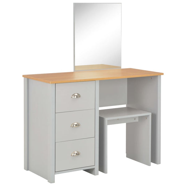 Grauer Schminktisch mit Spiegel und Hocker Got 104x45x131cm