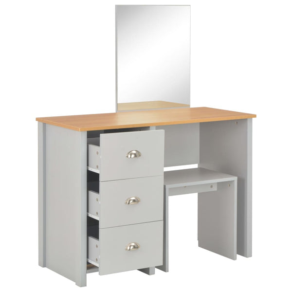 Grauer Schminktisch mit Spiegel und Hocker Got 104x45x131cm