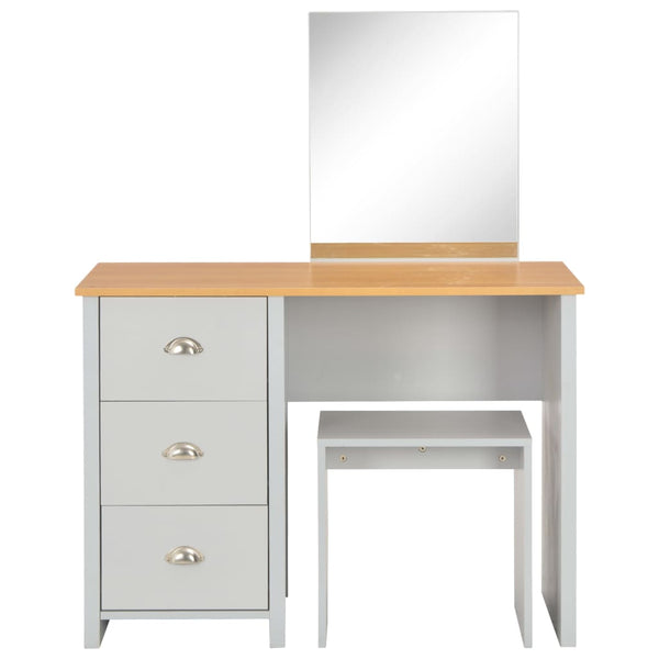 Grauer Schminktisch mit Spiegel und Hocker Got 104x45x131cm