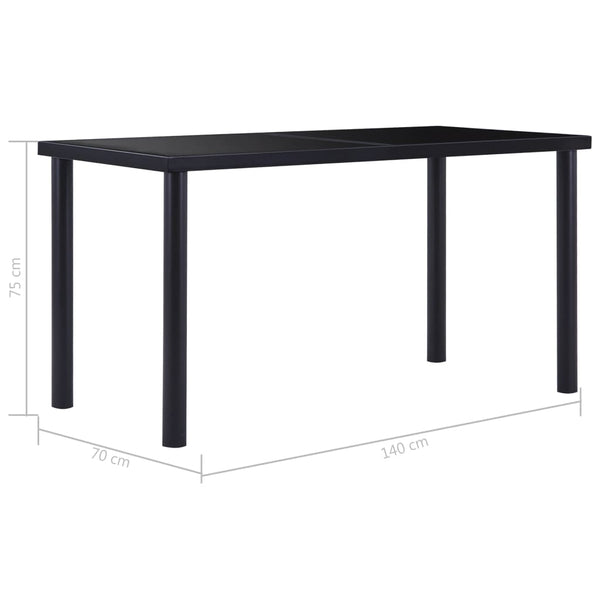 Schwarzer Esstisch Eftimil 140x70x75cm (Hartglas)