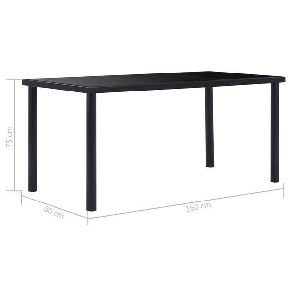 Schwarzer Esstisch Eftimil 160x80x75cm (gehärtetes Glas)