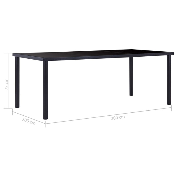 Schwarzer Esstisch Eftimil 200x100x75cm (gehärtetes Glas)
