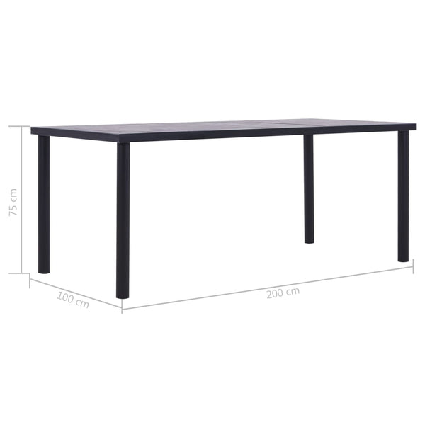 Esstisch Pascar in Schwarz und Beton Hellgrau 200x100x75cm (MDF)