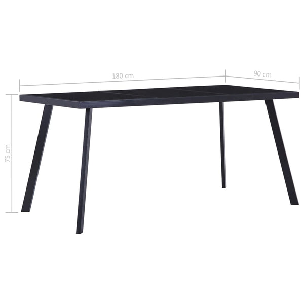 Schwarzer Esstisch Canel 180x90x75cm (Gehärtetes Glas)