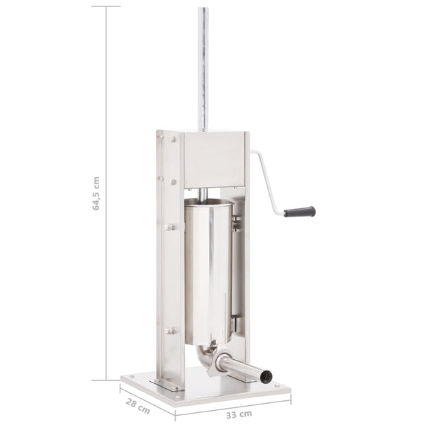 Silberne manuelle Wurstfüllmaschine Lates 5 l (Edelstahl)