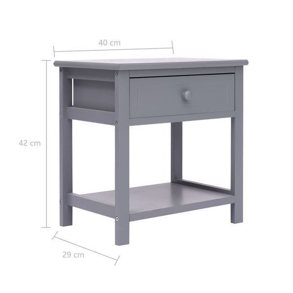 Grauer Nachttisch Stefica 40x29x42cm (Kaiserbaumholz)
