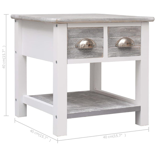 Grauer Beistelltisch Sofioara 40x40x40cm (Kaiserbaumholz)