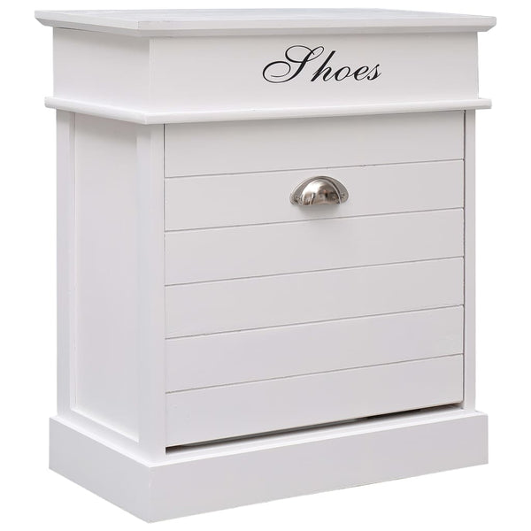 Weißer Schuhschrank Negimed 50x28x58cm (Paulownia-Holz)