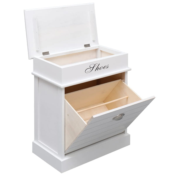 Weißer Schuhschrank Negimed 50x28x58cm (Paulownia-Holz)