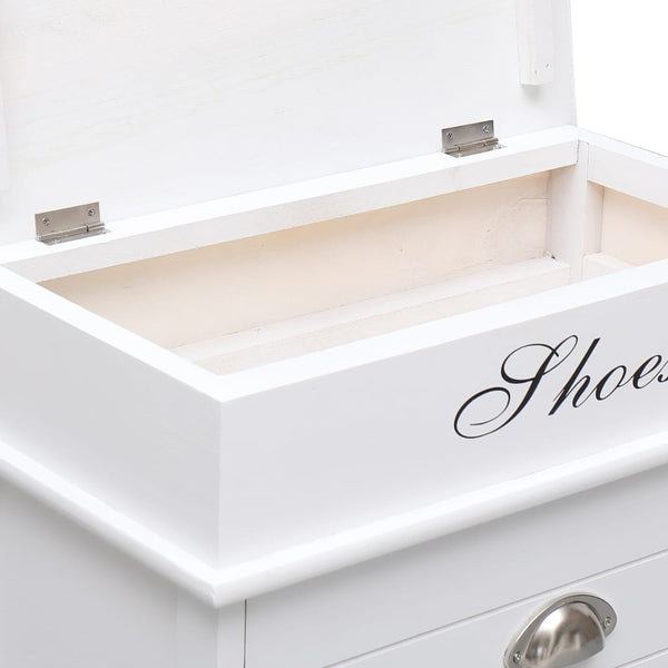 Weißer Schuhschrank Negimed 50x28x58cm (Paulownia-Holz)