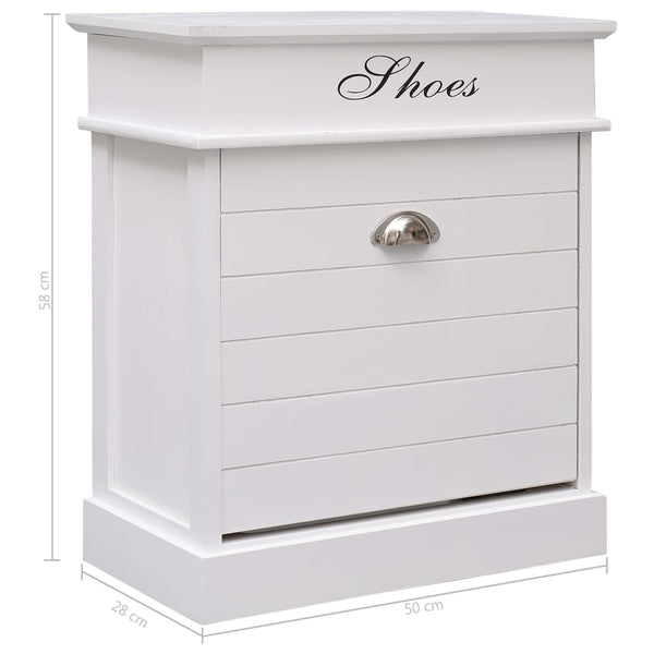 Weißer Schuhschrank Negimed 50x28x58cm (Paulownia-Holz)