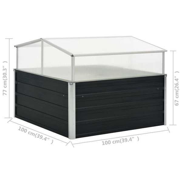 Anthrazit Gewächshaus Vinicia 100x100x77cm (verzinkter Stahl)