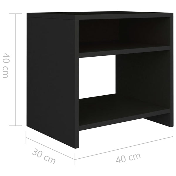 Schwarze Nachttische Danil 40x30x40cm (2er-Set Holz)