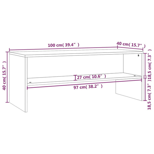 Betongraues TV-Board Elizian 100x40x40cm (Holz)