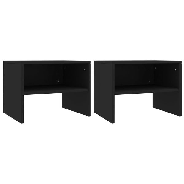 Schwarze Nachttische Cismaru 40x30x30cm (2er Set Holz)