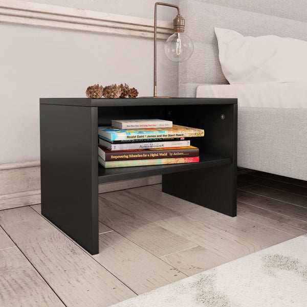 Schwarze Nachttische Cismaru 40x30x30cm (2er Set Holz)