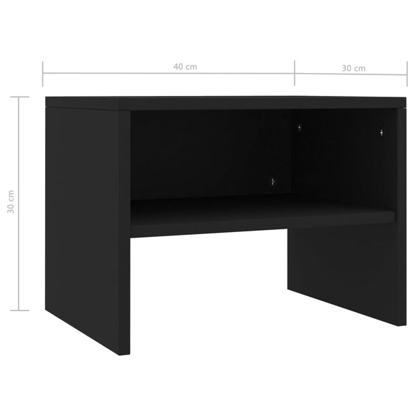 Schwarze Nachttische Cismaru 40x30x30cm (2er Set Holz)