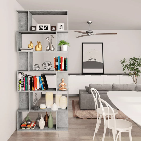 Bücherregal/Raumteiler Rafela betongrau 80x24x192cm (Holz)