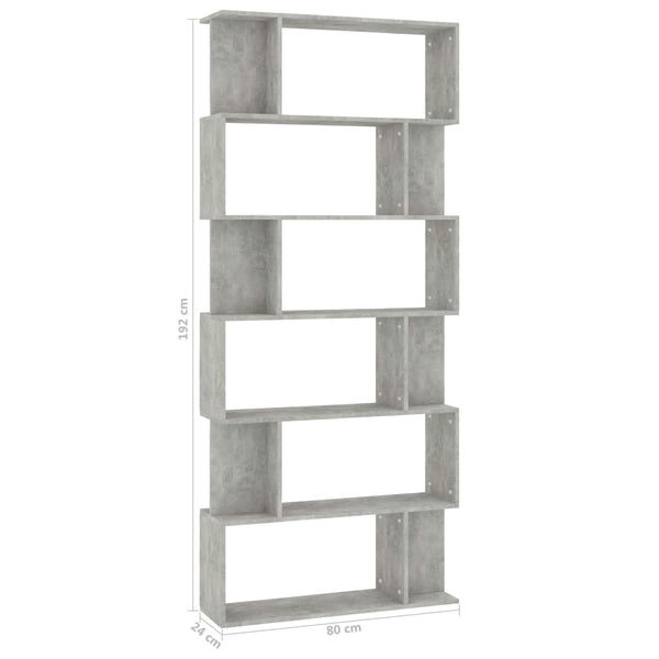 Bücherregal/Raumteiler Rafela betongrau 80x24x192cm (Holz)