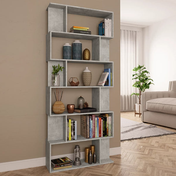 Bücherregal/Raumteiler Rafela betongrau 80x24x192cm (Holz)
