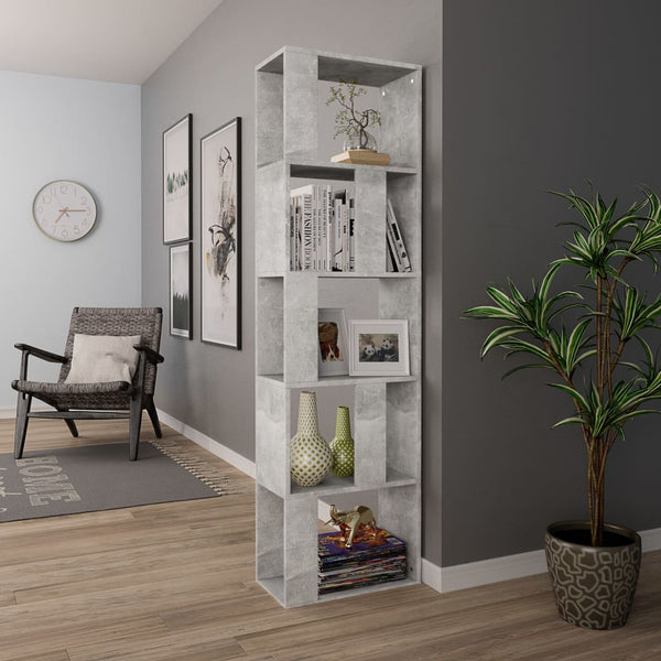 Betongraues Bücherregal/Raumteiler Filadelfia 45x24x159cm (Holz)