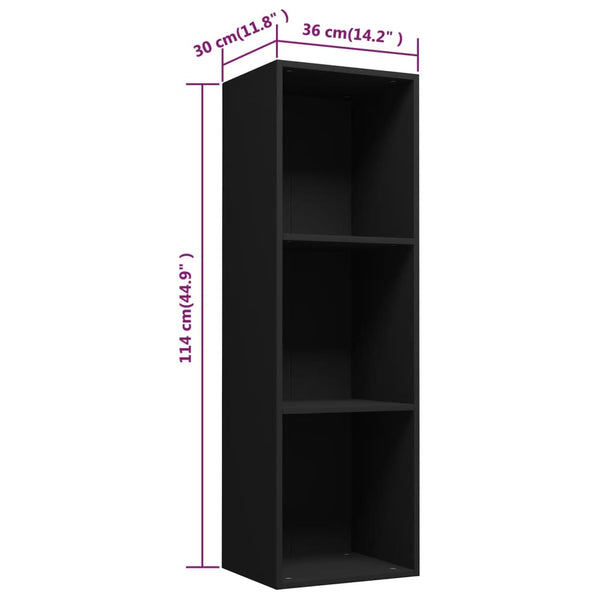 Schwarzes Bücherregal Anasztaszia 36x30x114cm (Spanplatte)
