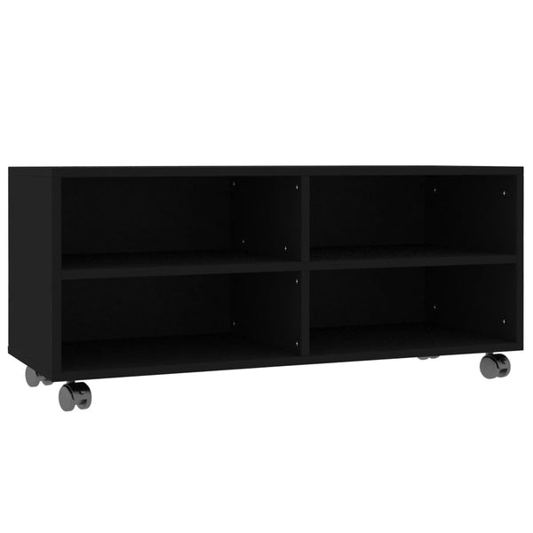Schwarzer TV-Schrank mit Rollen Abdisa 90x35x35cm (Holz)