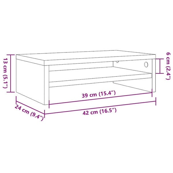 Valkoinen Reisad Bildschirmständer 42x24x13cm (Holz)