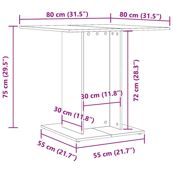 Sonoma Eiche Esstisch Niculaiu 80x80x75cm (Spanplatte)