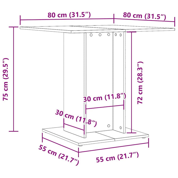 Betongrauer Esstisch Niculaiu 80x80x75cm (Holz)