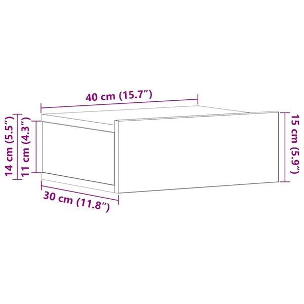Nachttisch schwebend Sonoma Eiche Saif 40x30x15cm (Holz)