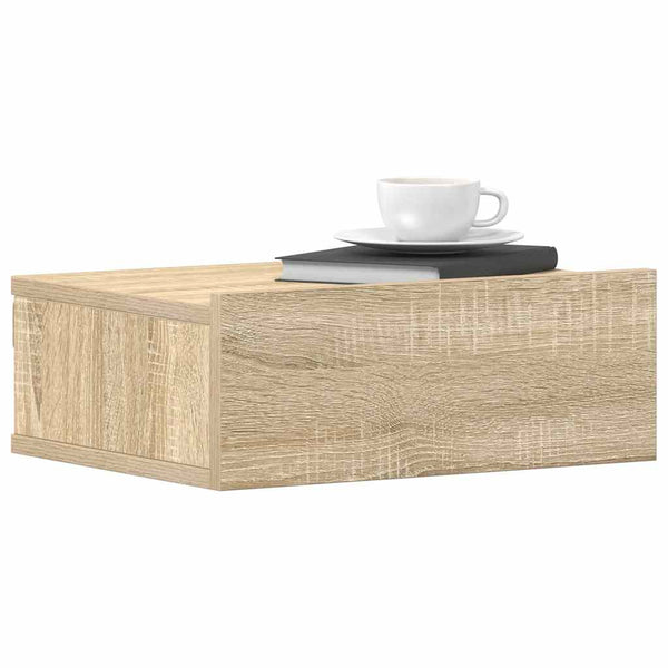 Sonoma Eiche schwebende Nachttische Saif 40x30x15cm (2 Stück, Holz)